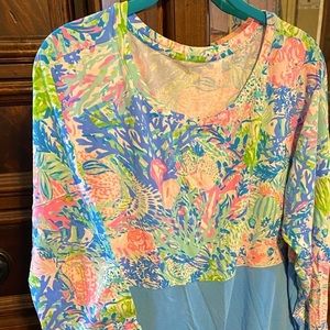 PRICE DROP Lilly Pulitzer Finn Top Colorblock Floral and Light Lilac, Large NWOT